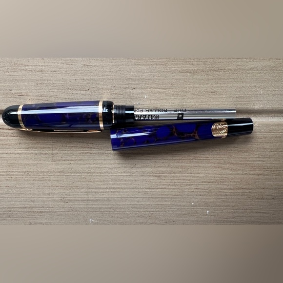 Vintage Waterman Paris Blue Marble Gold Trim Ballpoint Pen with Case - Picture 5 of 9